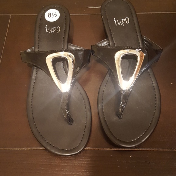 IMPO Shoes - IMPO black flips with silver accent.  Size 8 1/2
